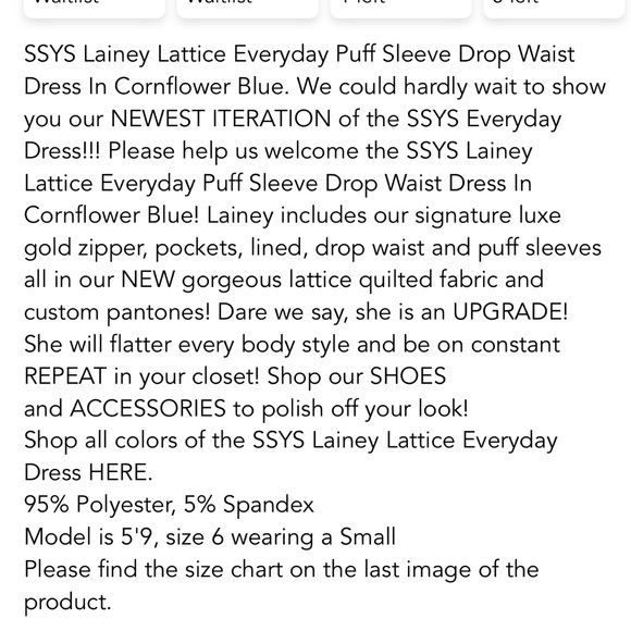 SSYS Lainey Lattice Everyday Puff Sleeve Drop Waist Dress In Cornflower Blue - Picture 10 of 10